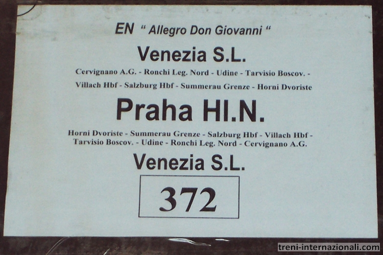 L'EuroNight "Allegro Don Giovanni" Vienna/Praga-Venezia