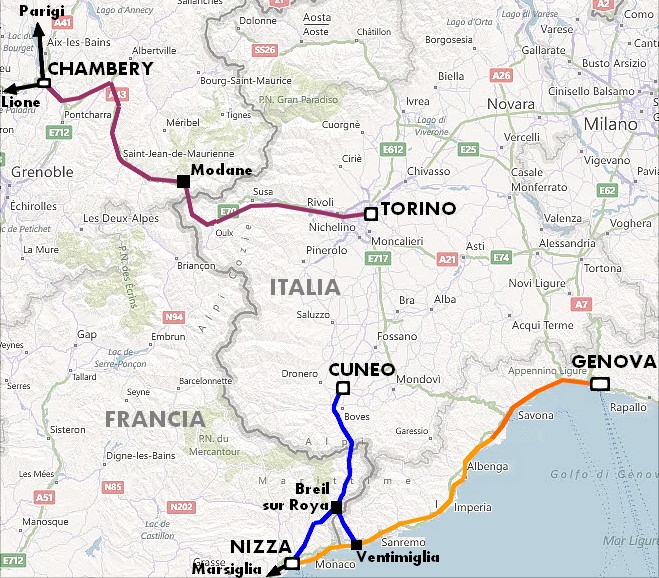Linee internazionali tra ITALIA e FRANCIA